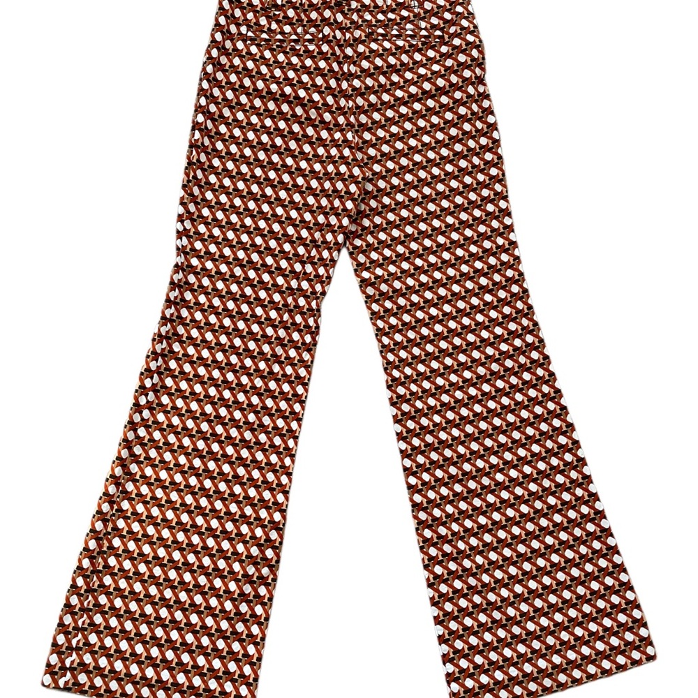 Maeve Rust and Cream Retro Geometric Boot-Cut Pants - Picture 3 of 3